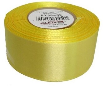 Wstążka satynowa 38mm/32m żółta AX 38-02, Aliga