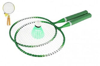 Badminton sada dětská kov/plast 2 pálky + 1 košíček 2 barvy v síťce 23x45x6cm Badminton sada dětská kov/plast 2 pálky + 1 košíček 2 barvy v síťce 23x45x6cm