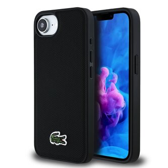Lacoste Iconic Petit Pique Woven Logo MagSafe Zadní Kryt pro iPhone 16e Black