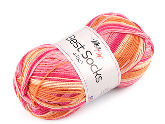 Pletací příze Best Socks samovzorovací / ponožkovka 100 g - 1 ks - 24 (7413) růžová