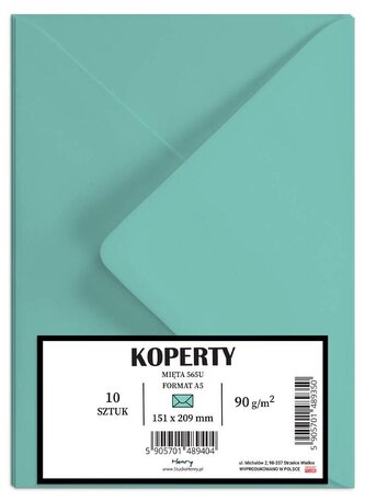 Koperty A5 miętowe 10szt