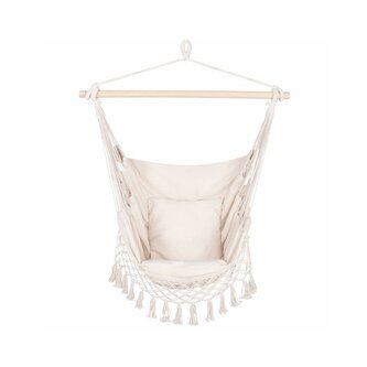 Závěsné houpací křeslo 130x100 cm, krémové SPRINGOS BORGO III