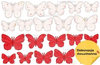 Dekoracja patriotyczna motyle biało-czerwone 20el
