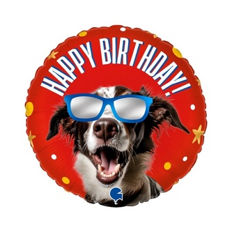 Foliový balonek Happy Birthday Cool pejsek, 45 cm