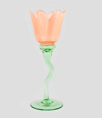 Dekorativní stojací svícen na svíčku | DALY | skleněný květ | 23,5x8,5 cm | 728327