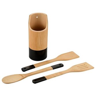 Sada bambusového kuchyňského náčiní, Ø 9 cm, 4 ks, světle hnědá/černá KESPER 81160