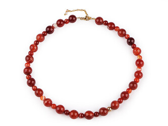 Náhrdelník z minerálů se zapínáním z nerezové oceli - 1 ks - 2 achát červená