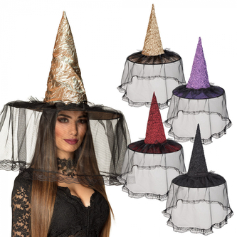 Boland Čarodějnický klobouk se závojem lux