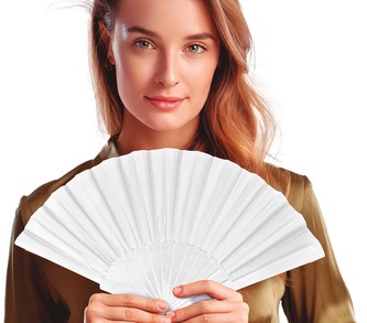 Fiestas Guirca Bílý látkový vějíř