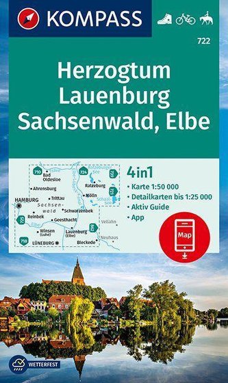 KOMPASS Wanderkarte Herzogtum Lauenburg, Sachsenwald, Elbe 1:50 000