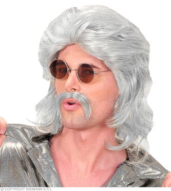 Widmann Paruka pánská retro šedivá s knírem