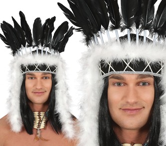 Fiestas Guirca Indiánská čelenka černobílá