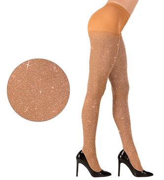 Widmann Zlaté glitrové punčocháče XL