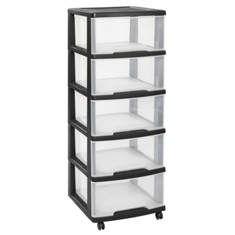 regálek se šuplíky černý 5x20l