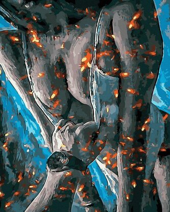 Malowanie po numerach czarne płótno - W Ogniu...