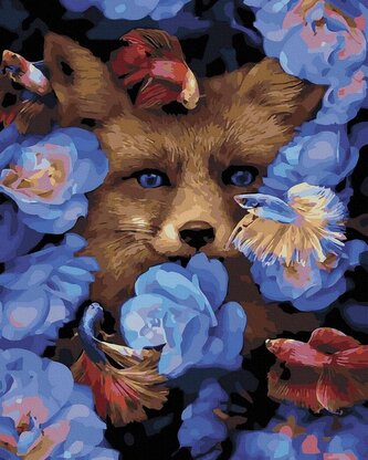 Malowanie po numerach czarne płótno - Lis