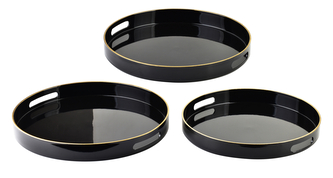 BLANCHE BLACK Komplet 3 Tac Dekoracyjnych okrągłe 38x38x4cm/35x35x4cm/33x33x3,5cm