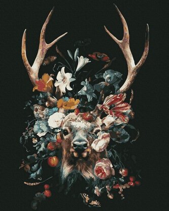 Malowanie po numerach czarne płótno - Jeleń