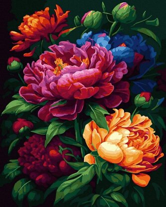 Malowanie po numerach czarne płótno - Kolorowe...