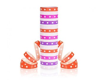 Serpentyna Groszki i paski różowo-czerwone 18p/4m