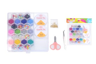 Korálky set + provázky + nůžky + zapínání + pinzeta