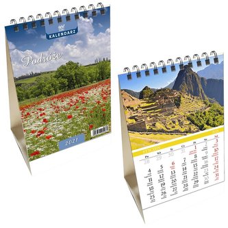 Kalendarz biurkowy 2021 pion mały Podróże EV-CORP