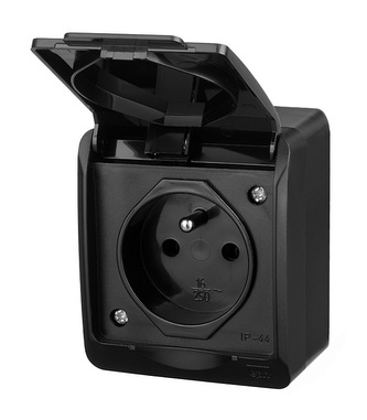 GALATEA IP44 Zásuvka 2P+PE (černá)