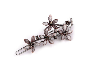 Sponka do vlasů s broušenými kamínky květy - 1 ks - 1 black diamond