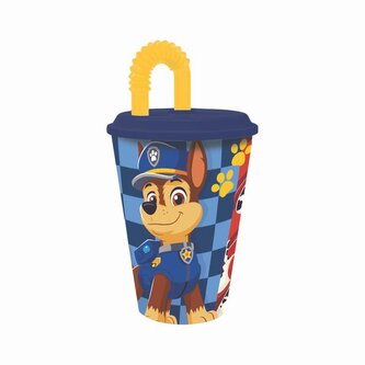 KELÍMEK S BRČKEM PAW PATROL 430ML, PLAST