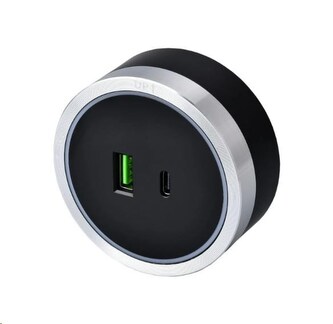 Viking zásuvkový modul A60, 1x USB-A, 1x USB-C, PD, stříbrno-černá