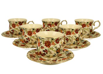 ECRU 6 filiżanek ze spodkami FANTASY