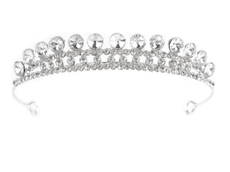 Štrasová čelenka / korunka do vlasů s očky - 1 ks - crystal stříbrná