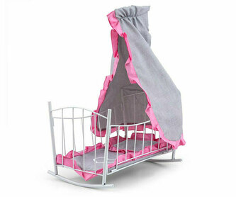 Łóżeczko Kołyska dla lalek Lily z baldachimem Prestige pink różowe