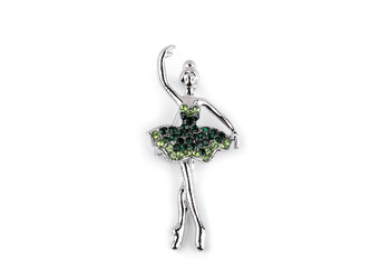 Brož s broušenými kamínky baletka - 1 ks - 2 emerald