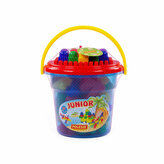 Polesie 24378 Klocki Junior 57 elementów w niebieskim wiaderku Maxi z pokrywką