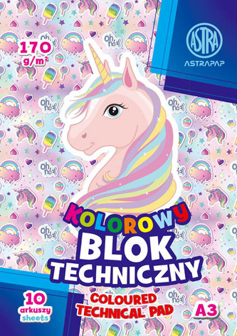 Blok kolorowy barwiony w masie ASTRAPAP A3 170g 10 ark BS&Unicorn;