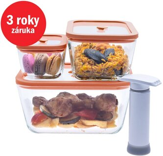 STATUS Viva 4dílný set skleněných vakuových dóz 131200, lososová STATUS Viva 4dílný set skleněných vakuových dóz 131200, lososová