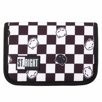 PROMO Piórnik dwuklapkowy bez wyposażenia ST.RIGHT PC-03 Chess Cats
