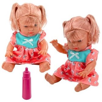 Lalka bobas w kolorowej sukience kucyki butelka