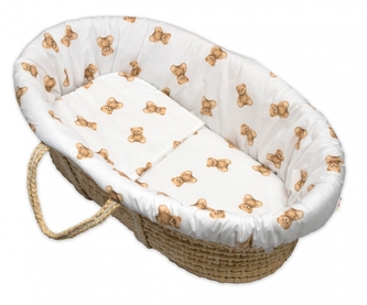 3D sada do koše, kočárku - bavlna, Míša - bílá s potiskem