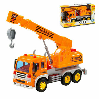 Polesie 86556 City samochód - dźwig, inercyjny pomarańczowy (ze światłem i dźwiękiem) w pudełku