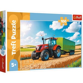 Puzzle 100 Traktor z przyczepą TREFL