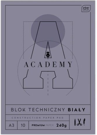 Blok techniczny biały A3 10 kartek 240g Academy Interdruk