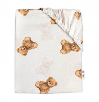 Prostěradlo do postýlky 140x70cm, bavlna, Míša - bílý s potiskem; 140x70