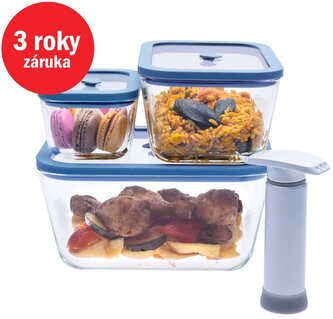 STATUS Viva 4dílný set skleněných vakuových dóz 131202, modrá STATUS Viva 4dílný set skleněných vakuových dóz 131202, modrá
