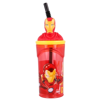 3D lahev na pití AVENGERS IRON MAN s brčkem
