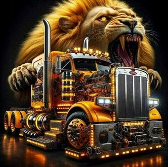 Malowanie po numerach Auto truck z ryczącym lwem 50x40cm 2001745 Malowanie po numerach Auto truck z ryczącym lwem 50x40cm 2001745