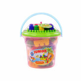 Polesie 24385 Klocki Junior 57 elementów w różowym wiaderku Maxi z pokrywką