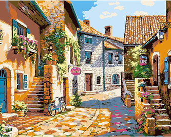 Malowanie po numerach Kamienna uliczka we Włoszech 50x40cm 2000372