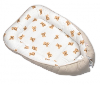 Hnízdečko, kokon pro miminko, bavlna, Míša - bílá, béžová